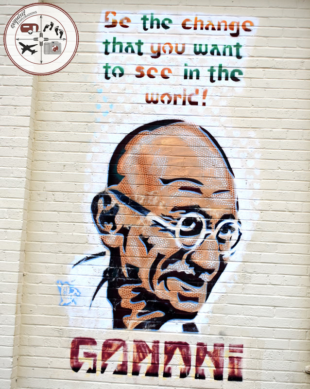 Gandhi, Austin, TX; Street Art Around the World; Colorful Murals