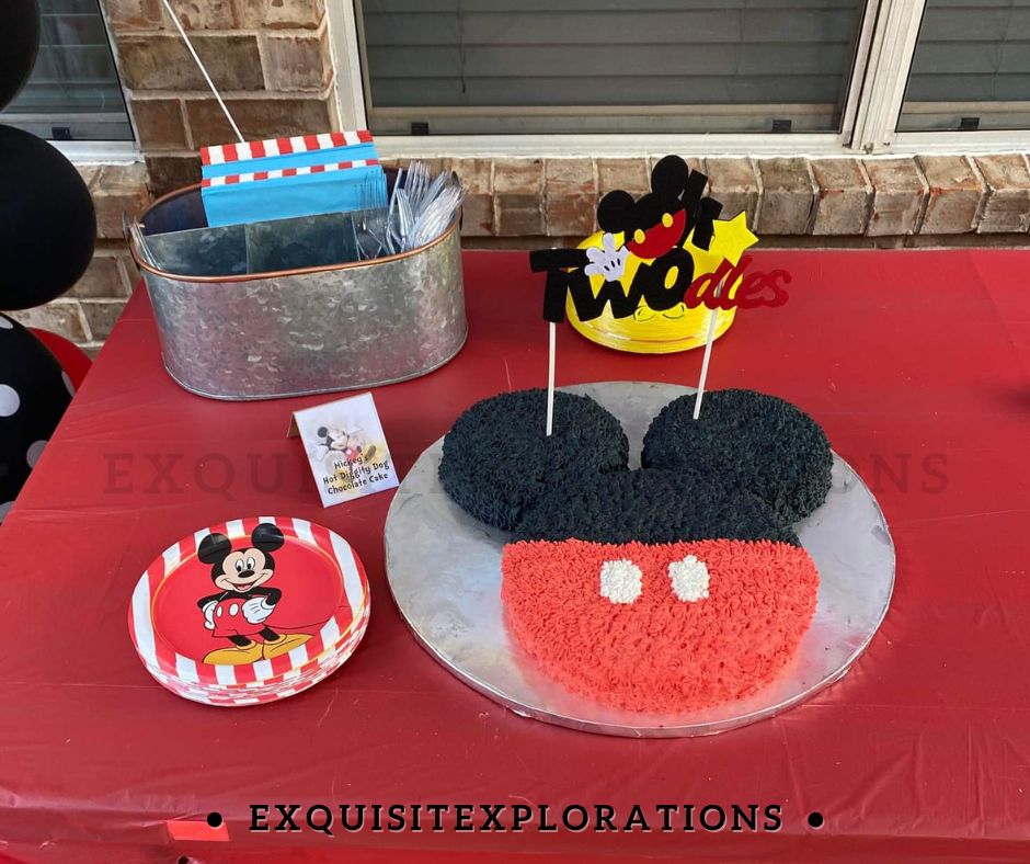 Mickey's Hot Diggity Dog Chocolate Cake with Oh TWOdles Cake Topper; exquisitEXPLORATIONS Travel and Lifestyle Blog