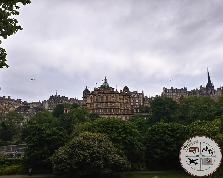 The beautiful old Lloyd's Banking Offices, and other historic buildings, as seen from Princes Street Gardens, Edinburgh, Scotland; Photos to Inspire you to Visit Edinburgh