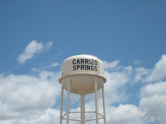 carrizo springs water tower, blue skies, clouds, rving, rv lifestyle rv life, texas