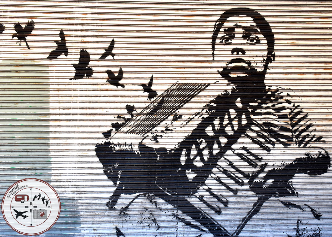 Tijuana, Baja California, Mexico; Street Art Around the World, black and white mural, music, accordian