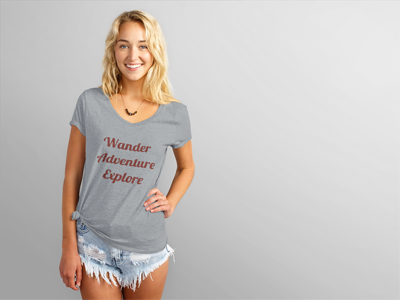 Wander - Adventure - Explore: Women's V-Neck T-Shirt in Gray #travelgear #traveltshirt