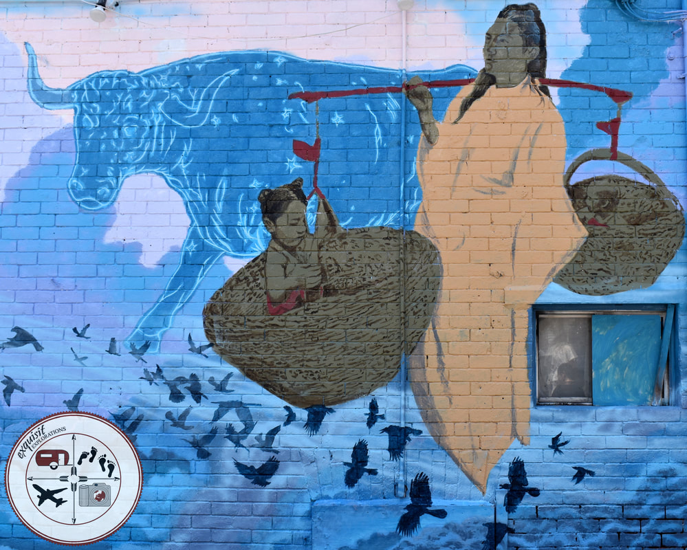 Toronto, Ontario, Canada, Native American Mural; Street Art Around the World; colorful mural, american indian
