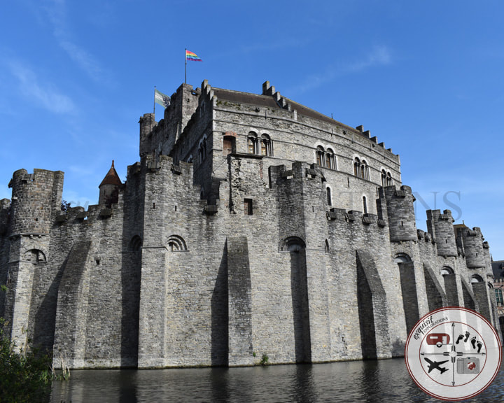 The Gravensteen, Castle of the Counts, Views of the River, Lys / Leie, Ghent / Gent, Belgium; Belgian Cities You Must Visit