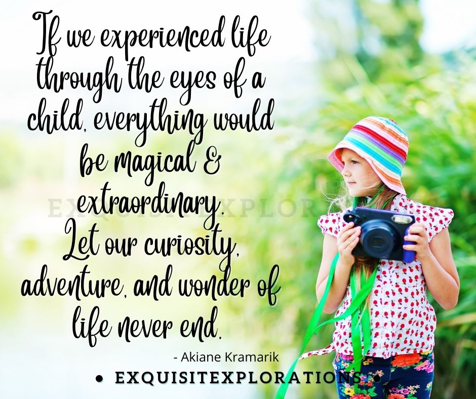 Travel Quote by Akiane Kramarik; See life through the eyes of a child; travel with children; wonder of life