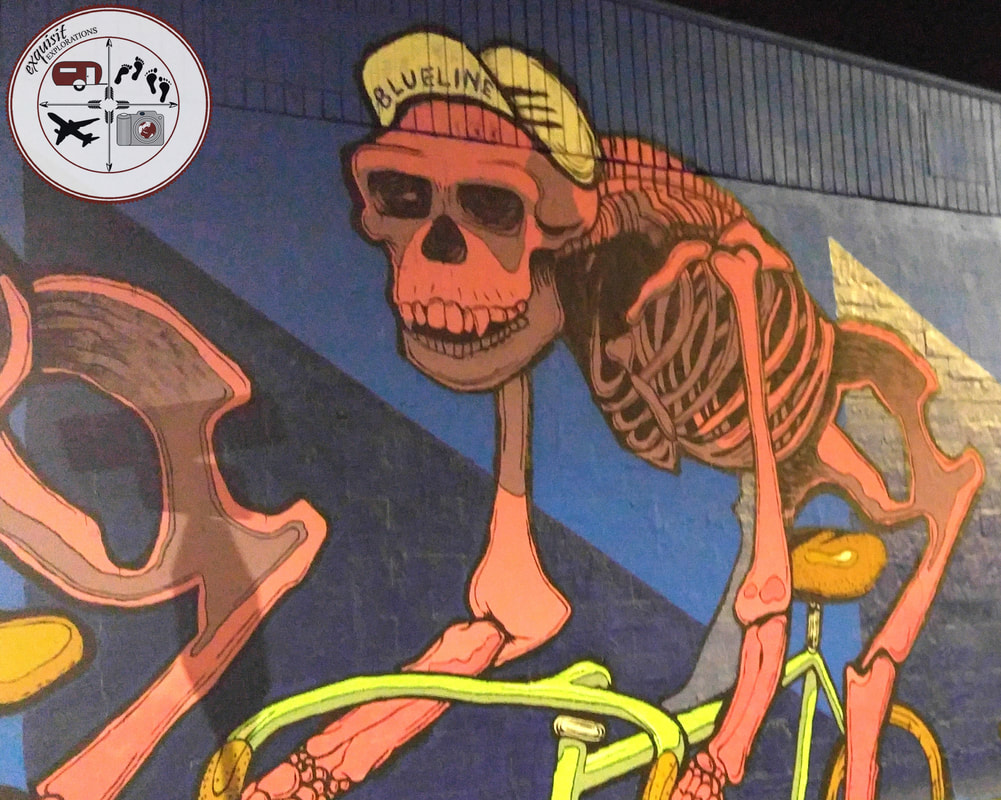 Houston, TX; Street Art Around the World; Colorful Murals; Skeleton Bicycler