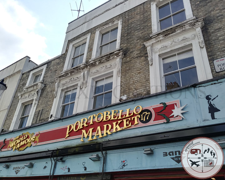 Street Vendors and Vintage Stores on Portobello Road; shopping in London; inexpensive places to shop in London