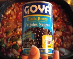 Goya black beans, bean and turkey dip, no cheese dip, vegetable dip, tortilla chips