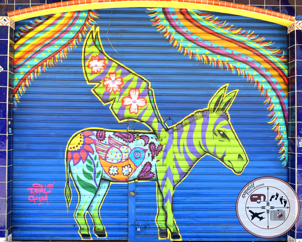 Tijuana, Baja California, Mexico; garage door murals, street art around the world, colorful murals, exquisitEXPLORATIONS